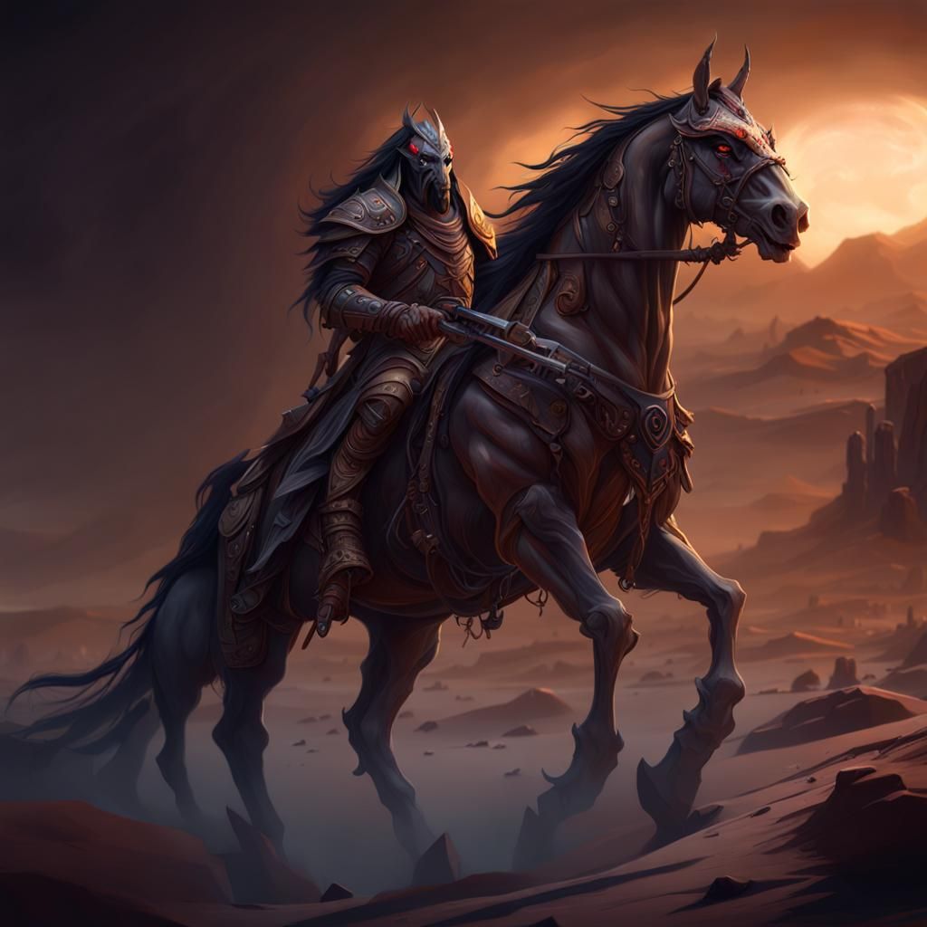 Desert Demon on Horse: Epic Dark Fantasy