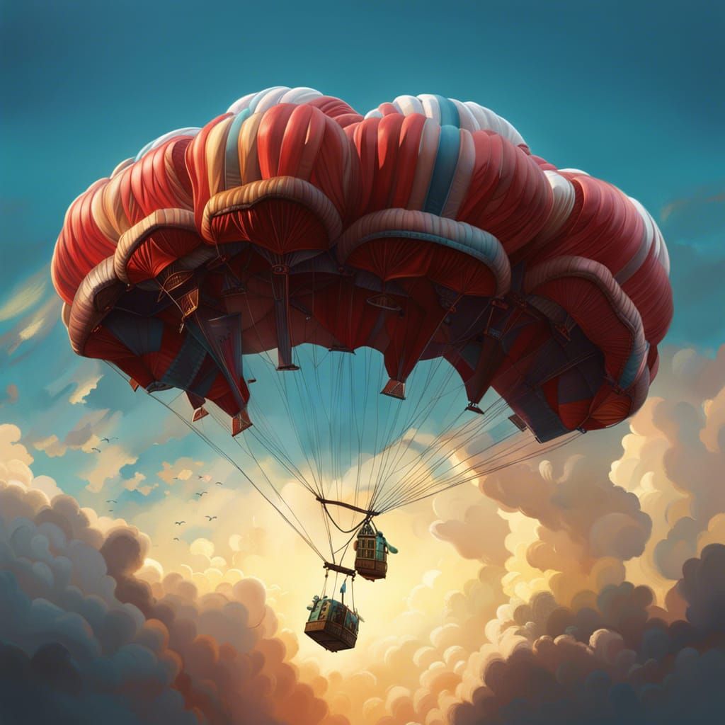 Skydiver in Clouds: Detailed 3D Render