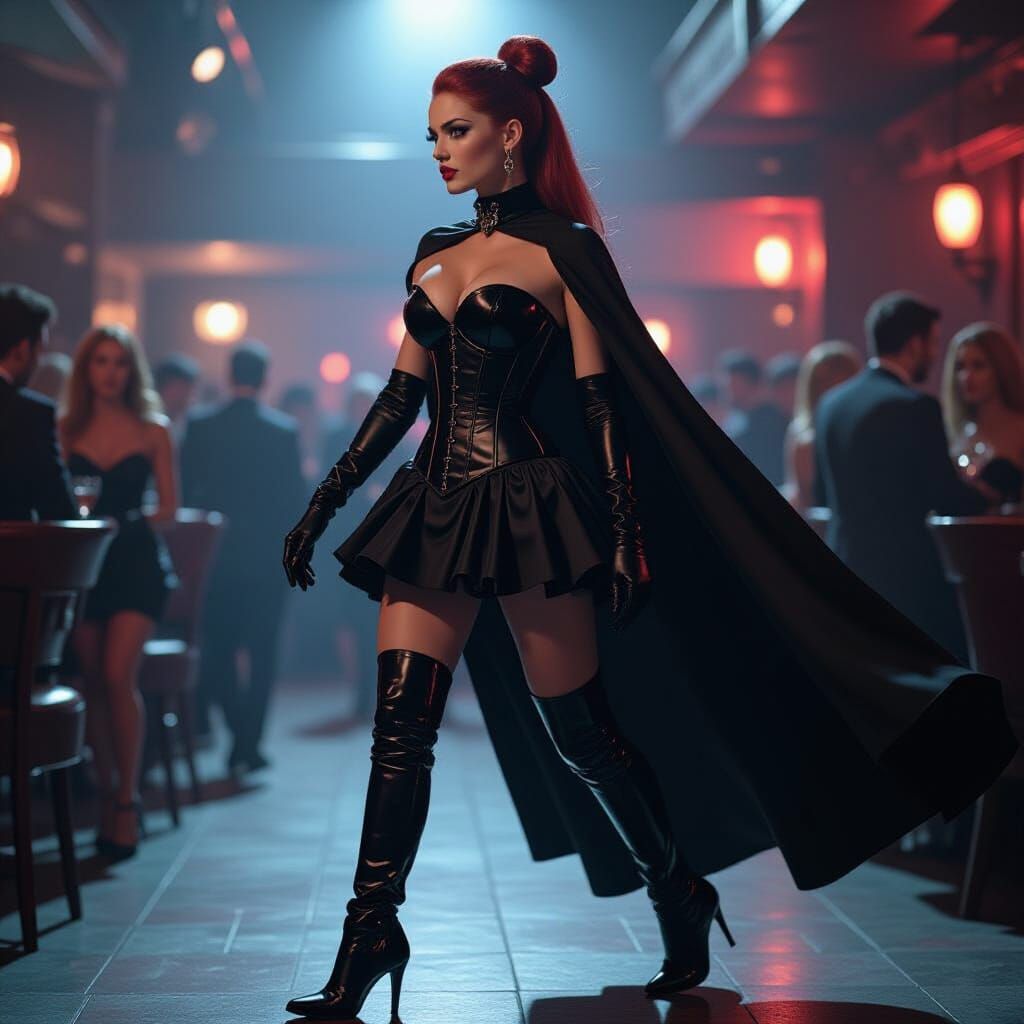 Jean Grey Pacing in Club: Film Noir Style