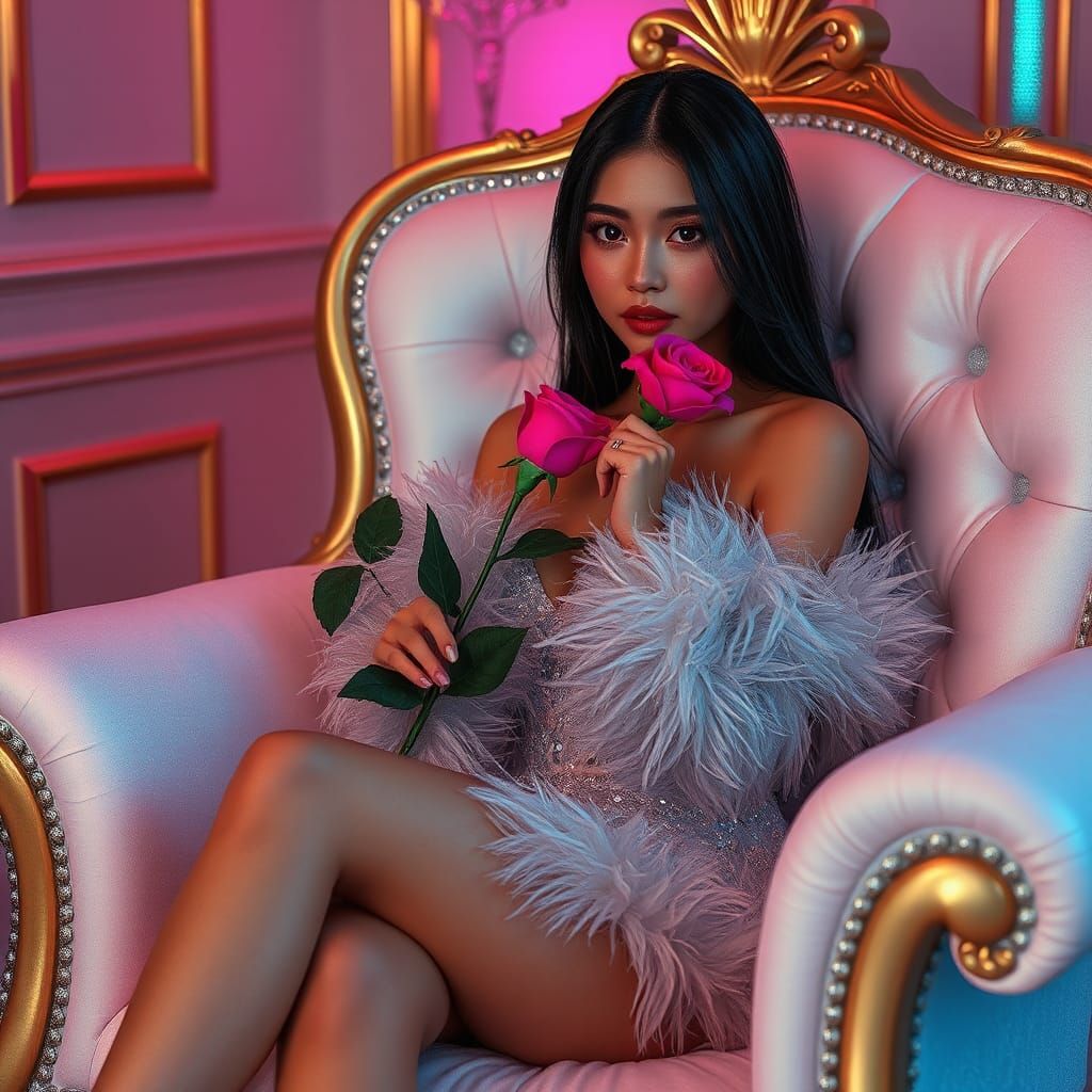 Charming Asian Woman in Glamour Lighting Style