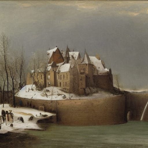 Winter Scene: Empty Pool in the Style of Classic Masters