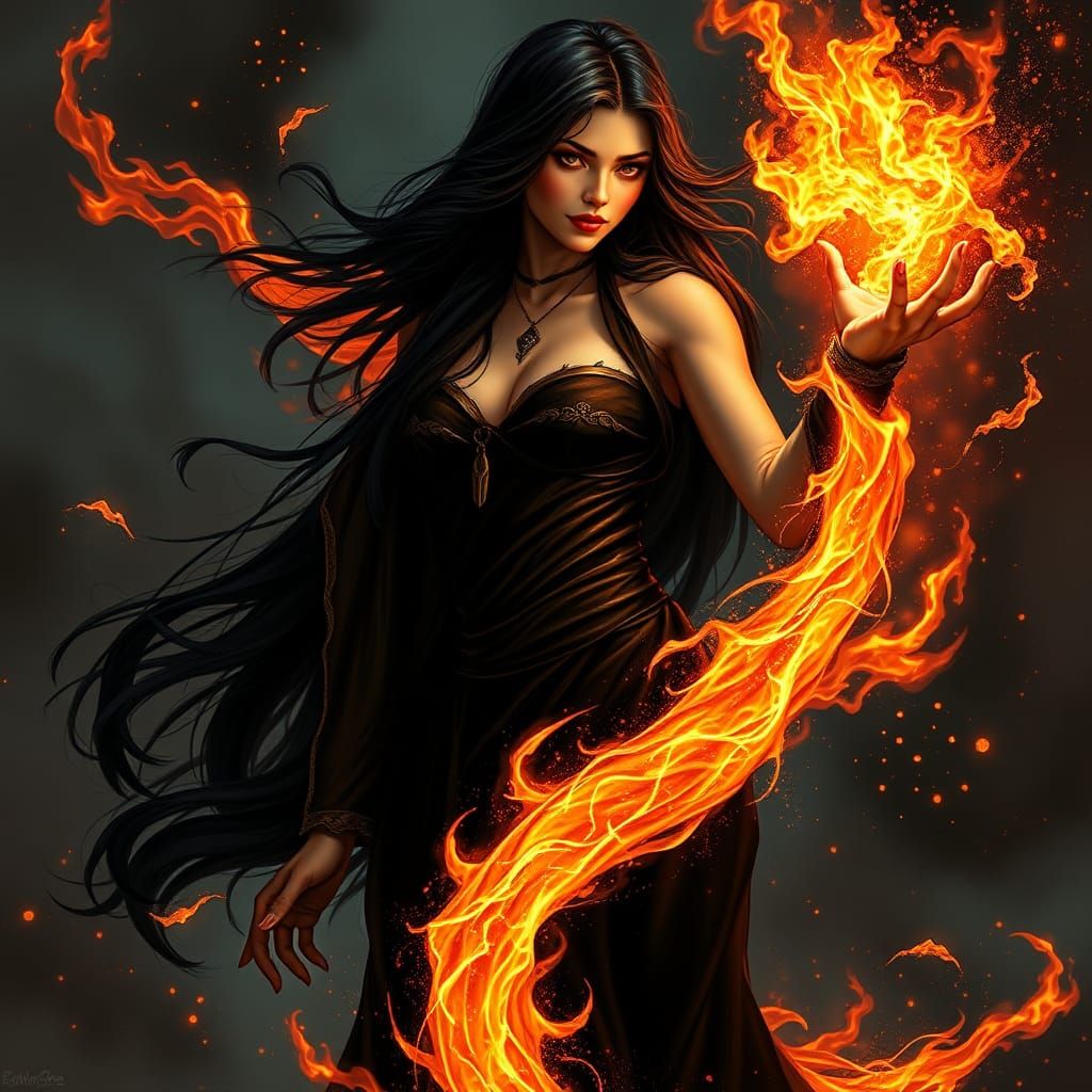 Enigmatic Pyromancer Unleashes Blazing Magic
