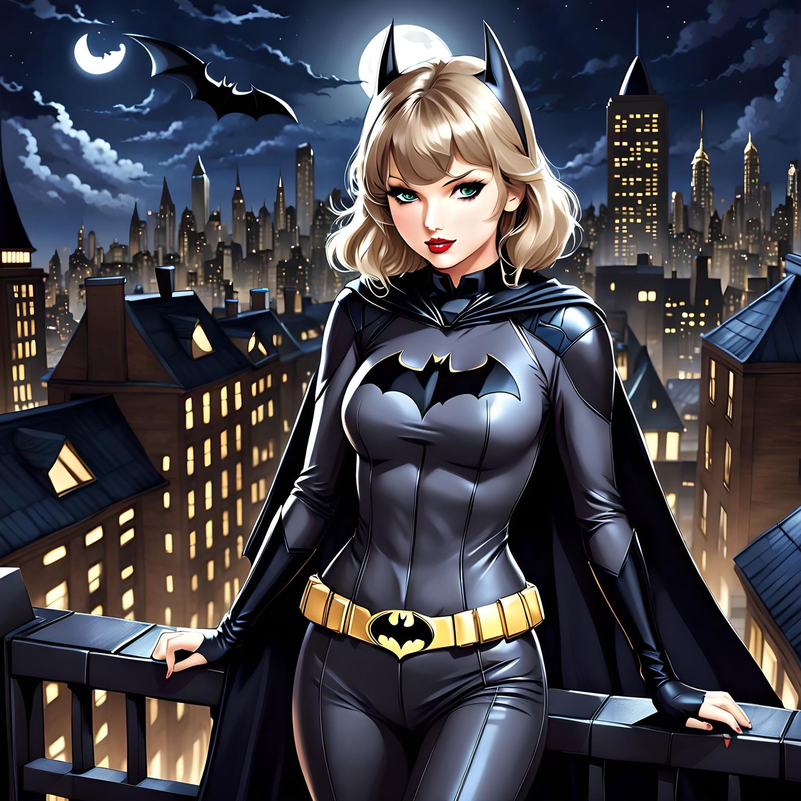 Anime Taylor Swift as Batman in Gotham