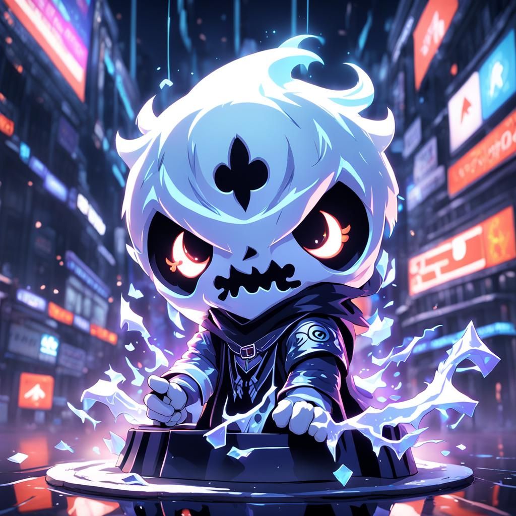 Anime Gaming Logo: Cute Ghost Gamer in 3D