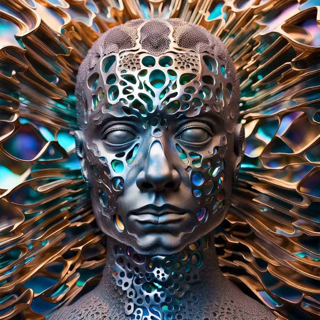 Birefringentgami Sculpture in Iridescent Metallic Detail