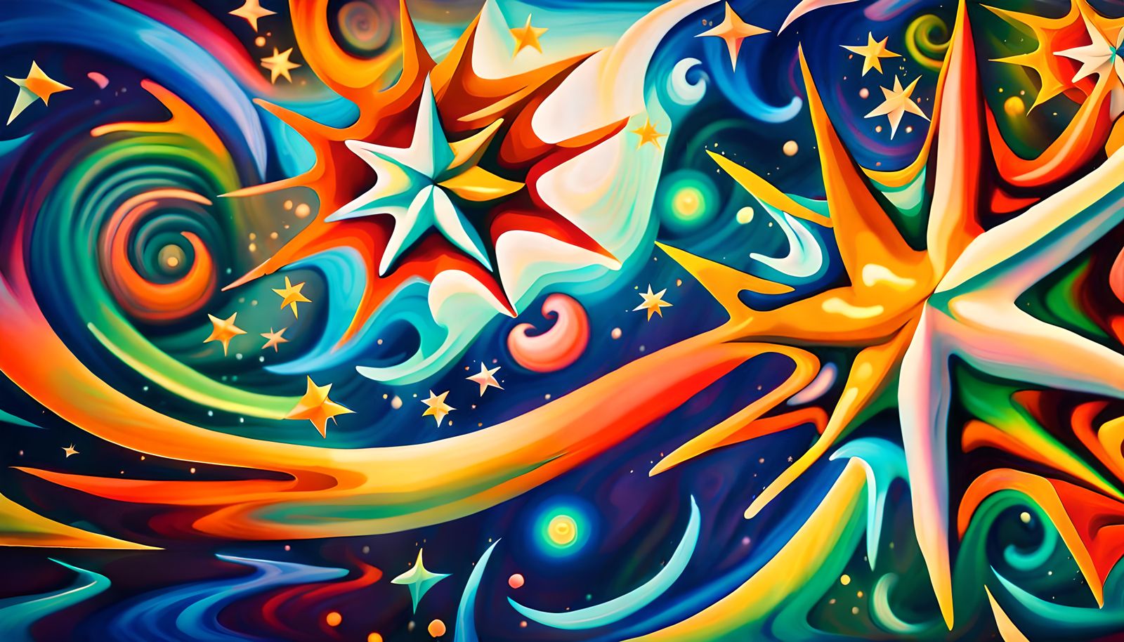 Iridescent Stars in Electromagnetic Plasma: Impasto Painting
