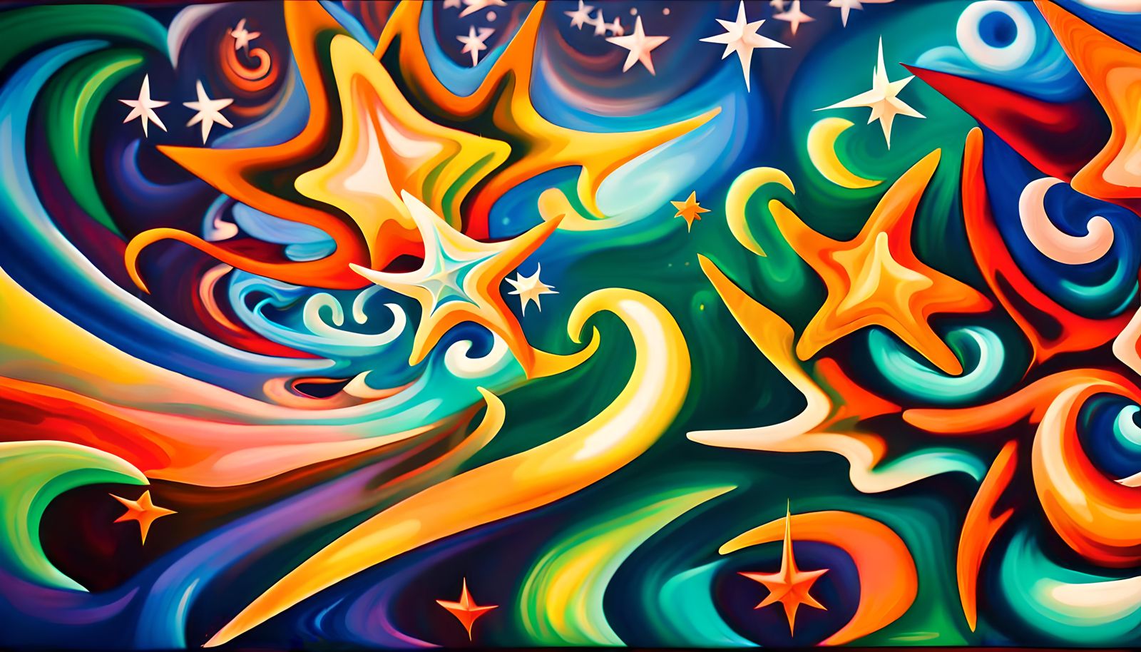 Iridescent Stars Connected in Electromagnetic Plasma Maelstr...