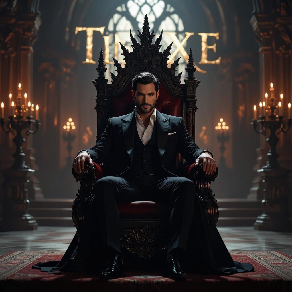 Lucifer Morningstar on Throne in Opulent Room
