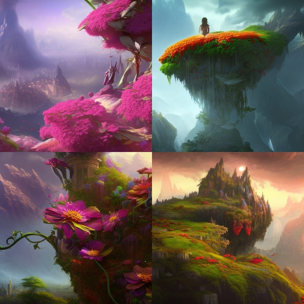 City Atop a Flower: Fantasy Concept Art