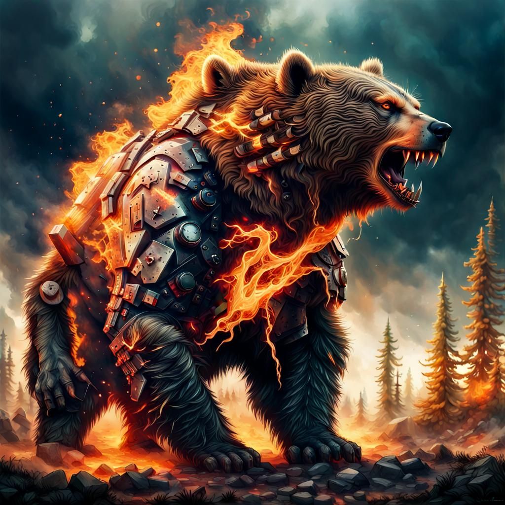 Angry war bear
