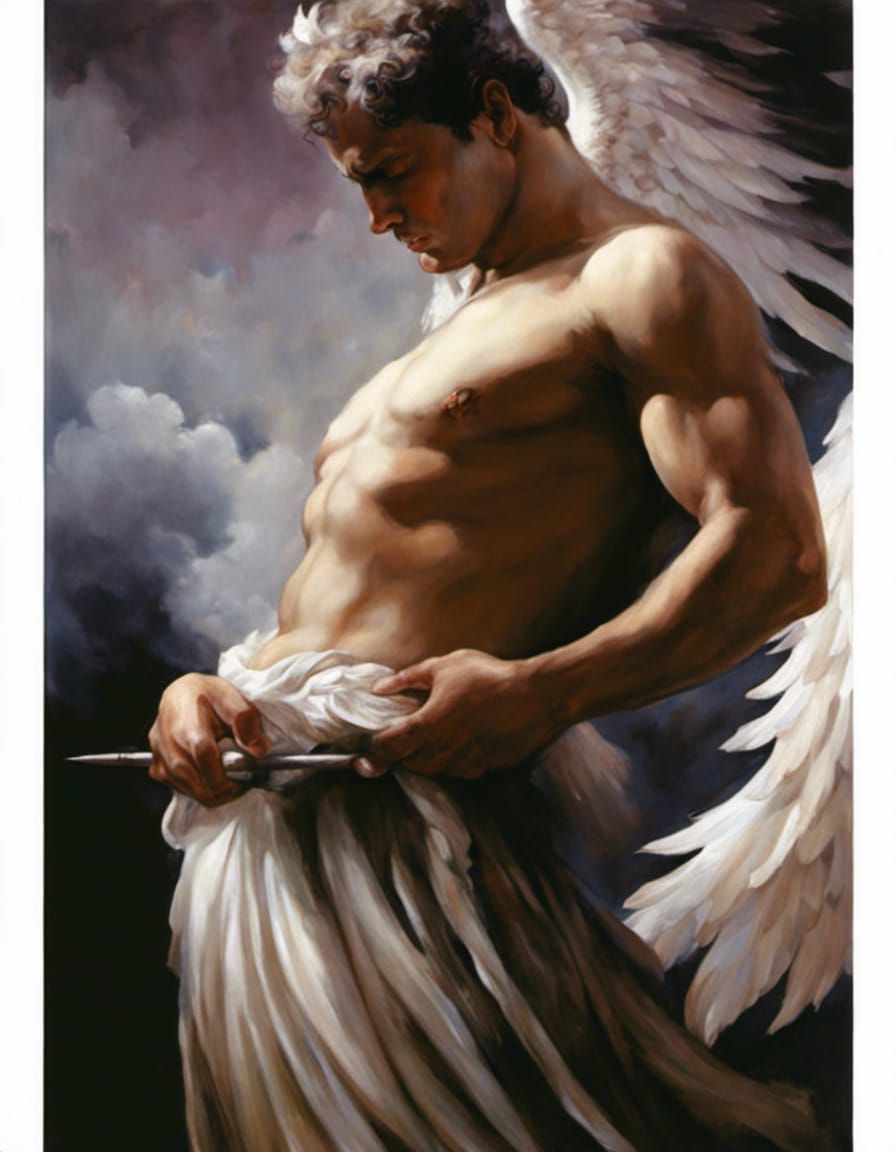 Acrylic Painting: Angelic Figure Exploring Homoeroticism