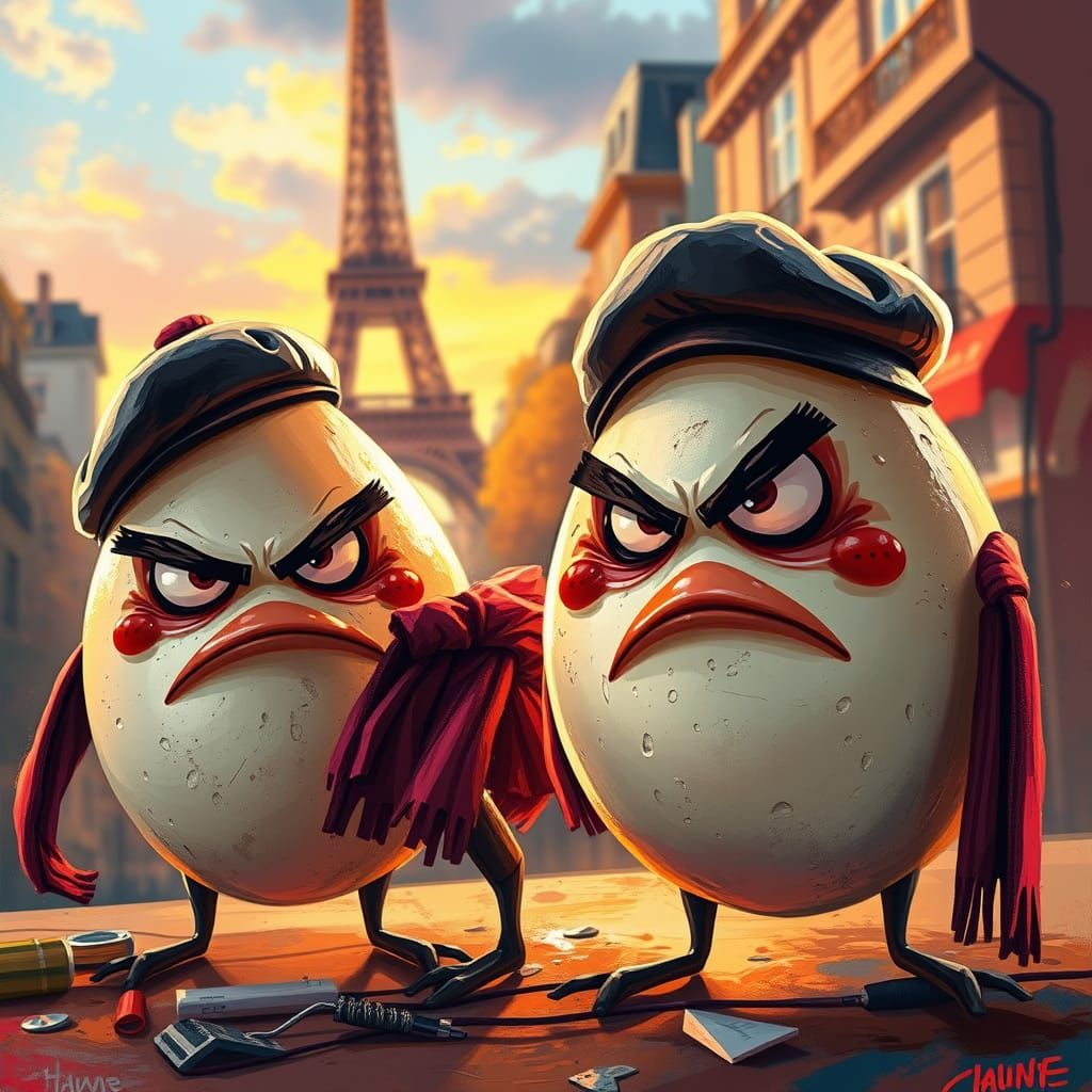 Vibrant Parisian Eggs in Hyperrealistic Splash Art
