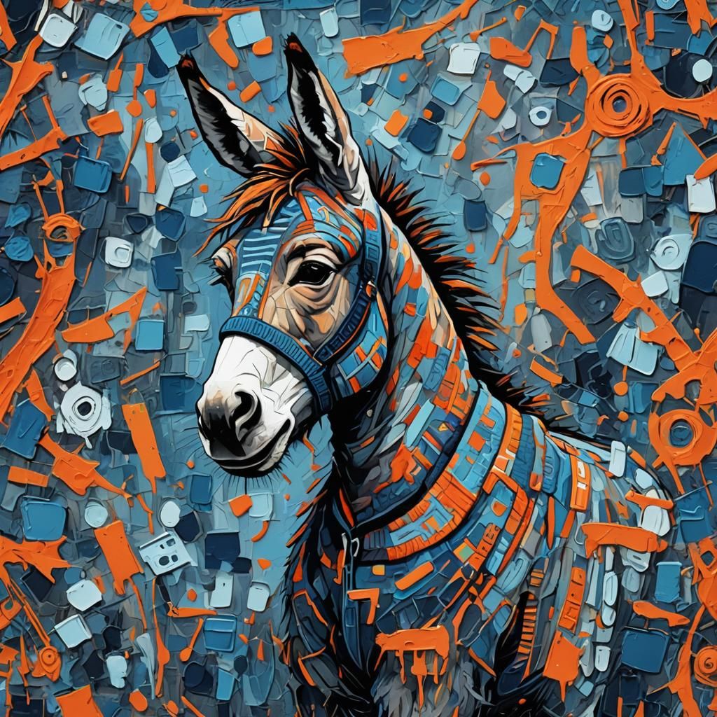 Abstract Donkey Character in Vibrant Colors