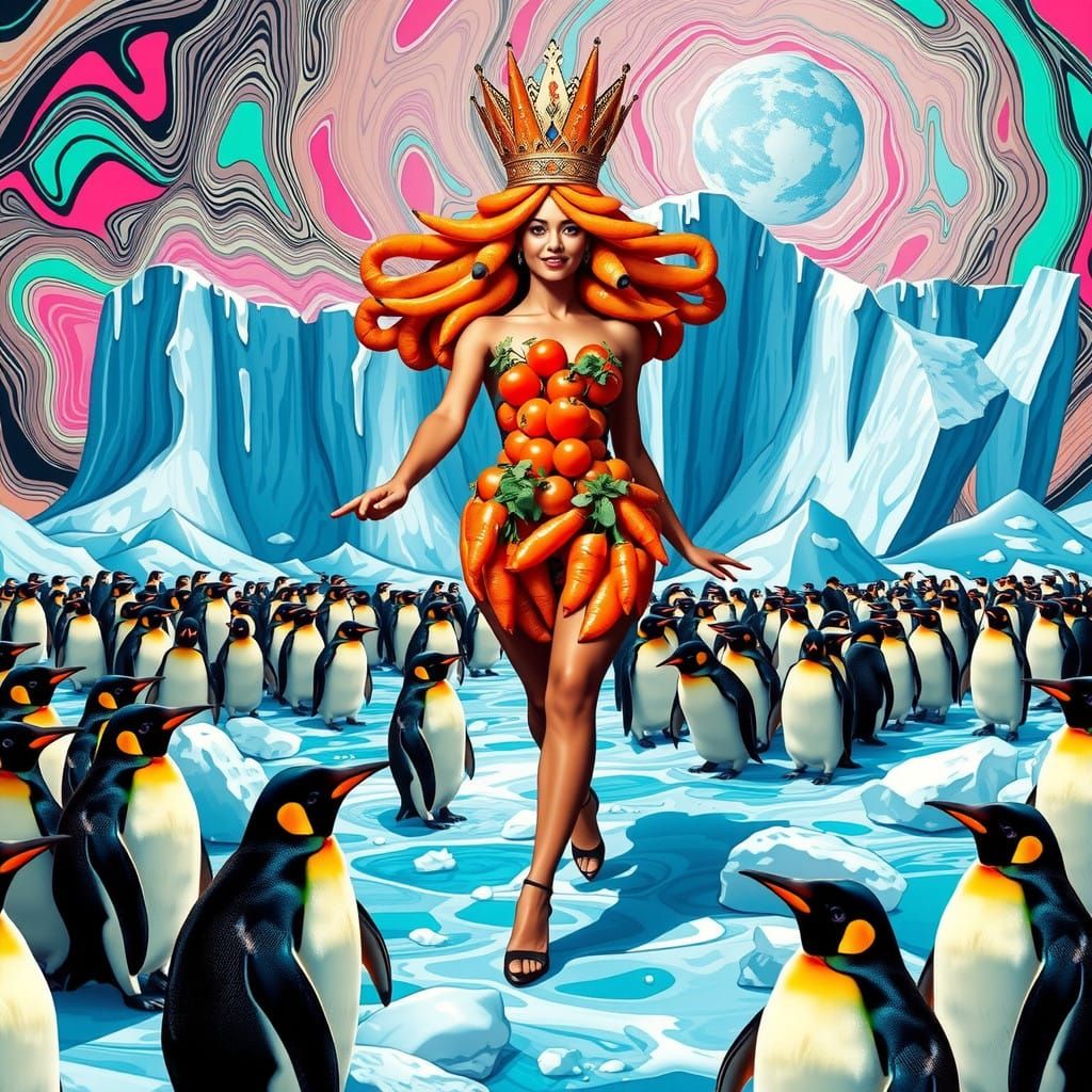 Pop Art Queen Reigns Over Whimsical Winter Wonderland