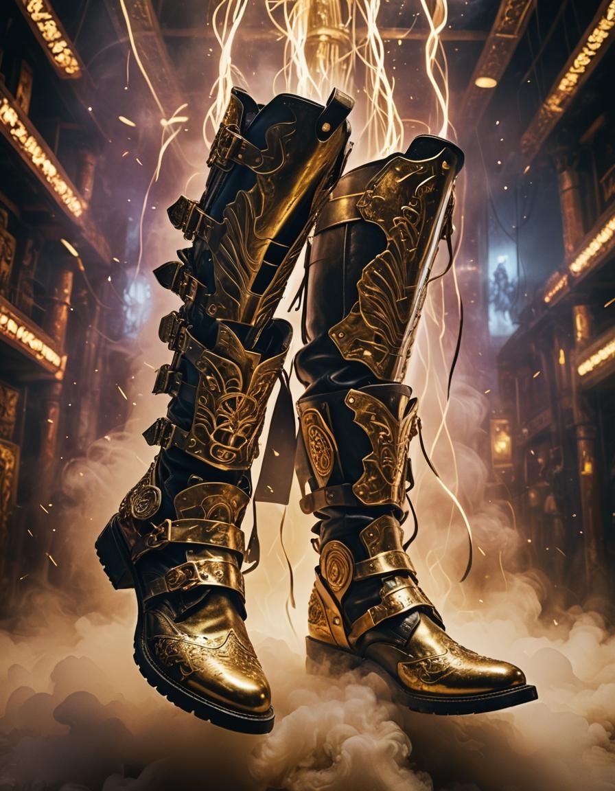 Mystical Boots with Light Blades in Cyberpunk Style