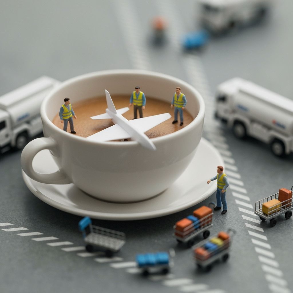 Miniature Airport Scene with Paper Airplane