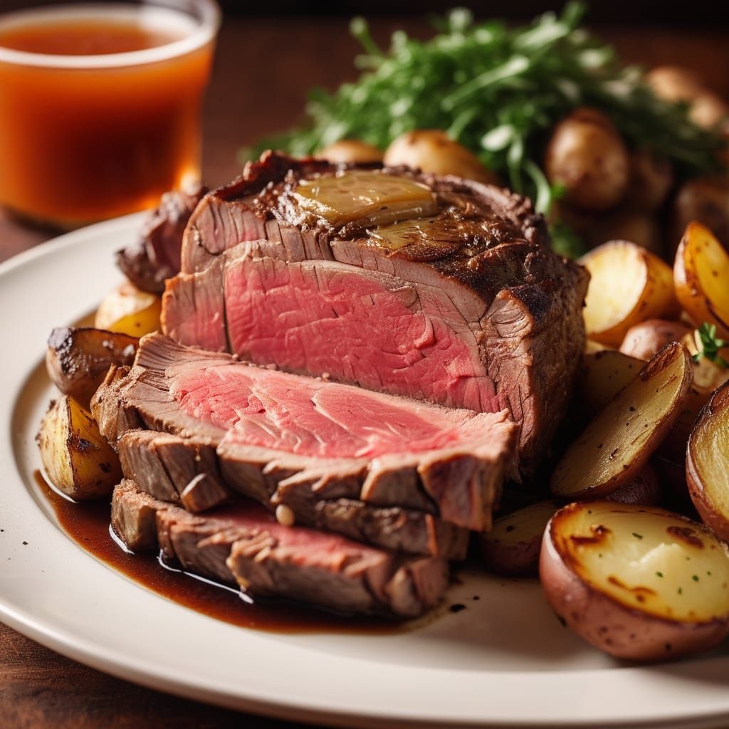 Juicy Prime Rib Roast with Roasted Potatoes