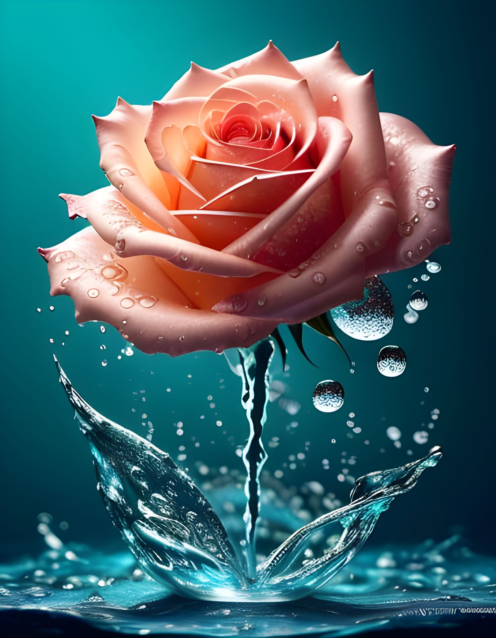 Dreamy Rose of Fluid Fractals in Shimmering Light