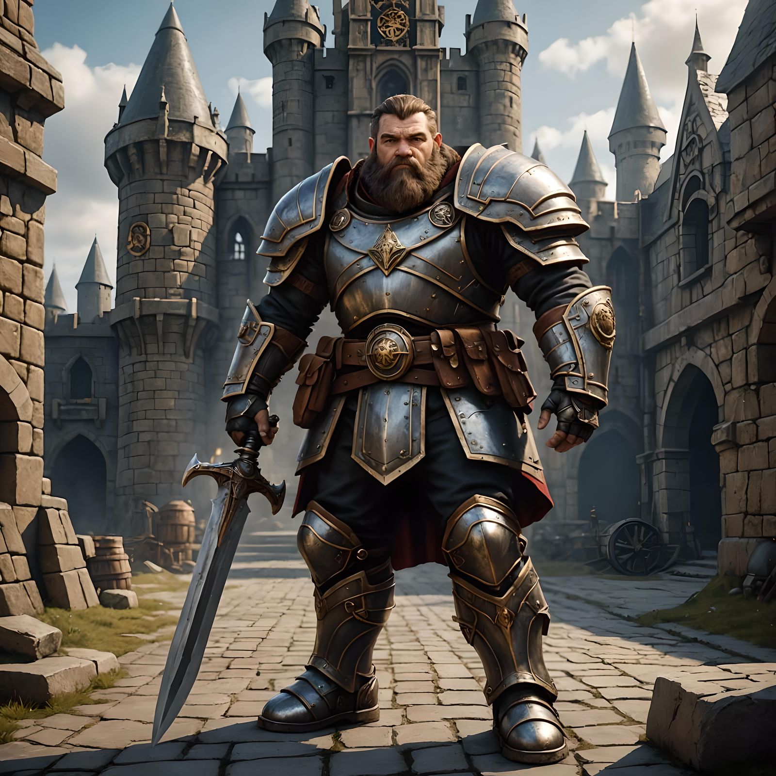 Steampunk Dwarven Knight in Detailed Armor