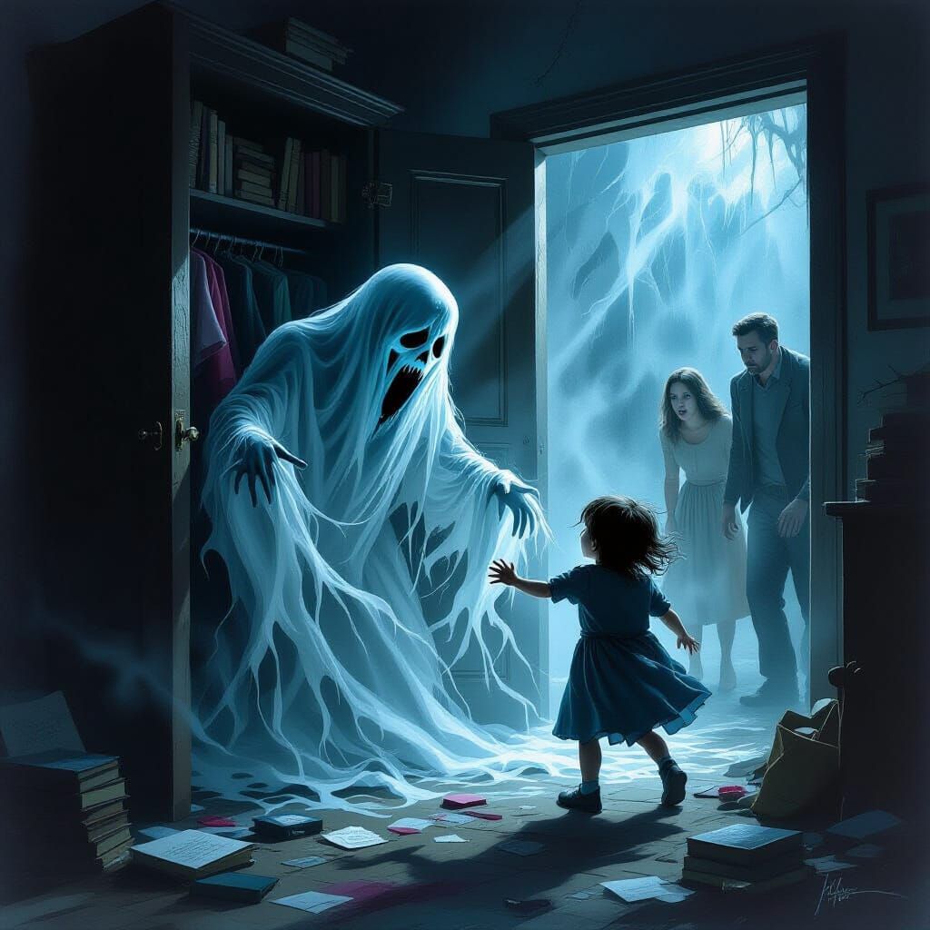Ghostly Abduction in Dark Fantasy Style
