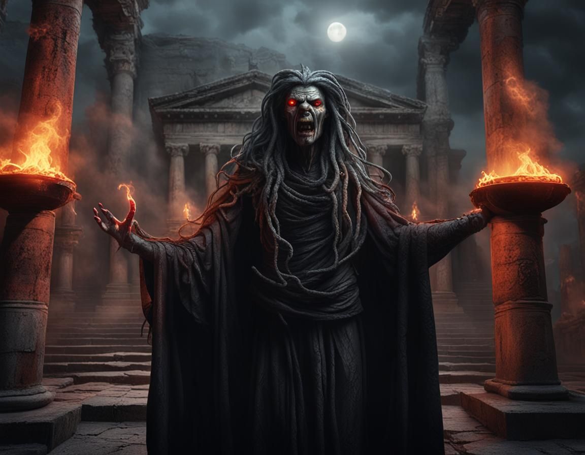 Medusa's Bloody Ritual: A Dark Fantasy Concept