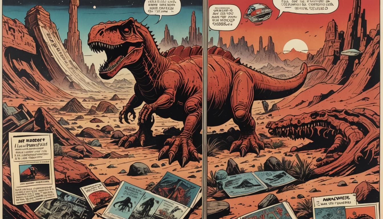 Retro Sci-Fi Mars Scene in Polish Comic Style