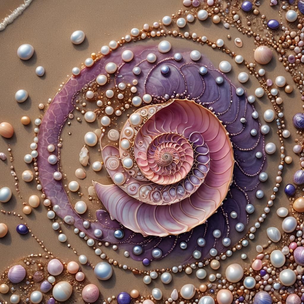 Nautilus Shell Mandala at Sunset: Hyperrealistic Digital Art