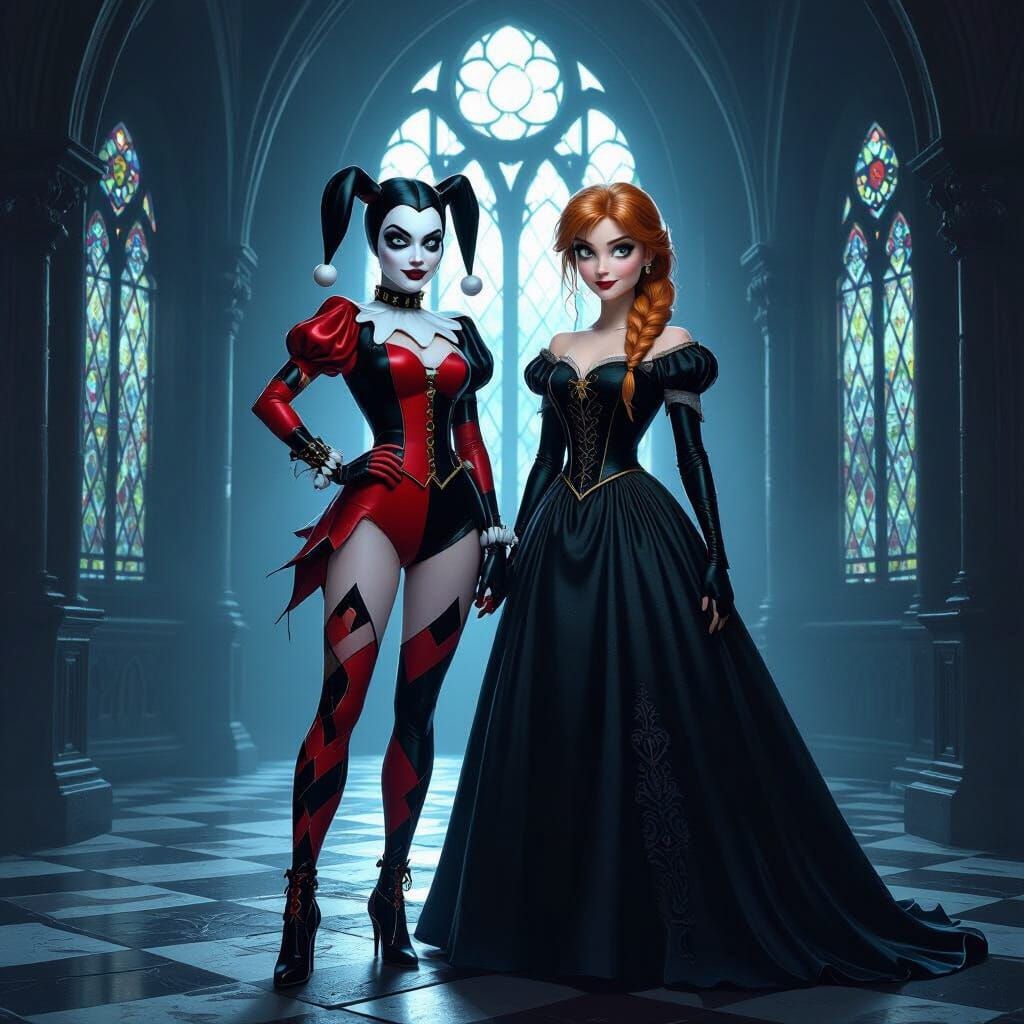 Harley Quinn and Anna in Gothic Castle