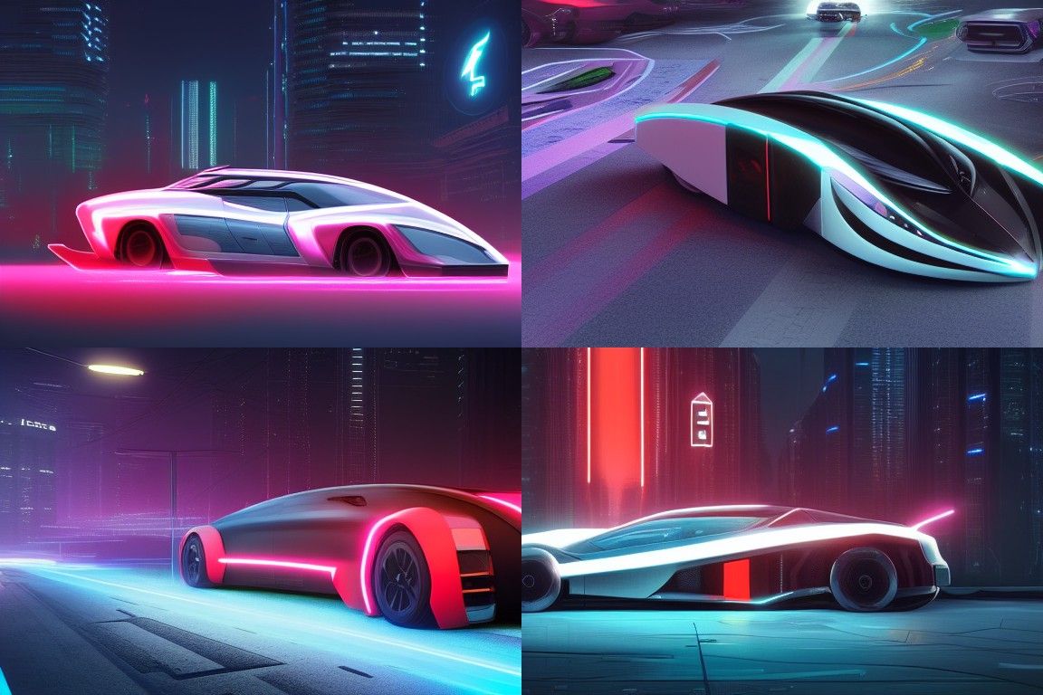 Cyberpunk Hovercar with Neon Racing Stripes, HD Render