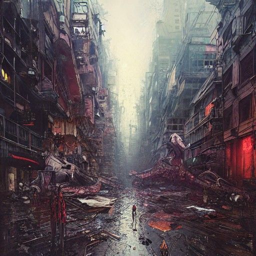 Carnage Unleashed: Dark Fantasy City Street Scene