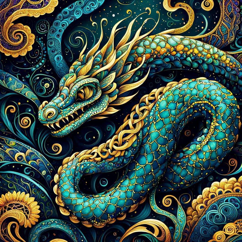 Whimsical Serpentine Zentangle Masterpiece