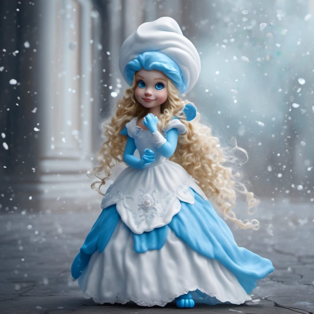 Blonde Smurfette in White: Digital Portrait