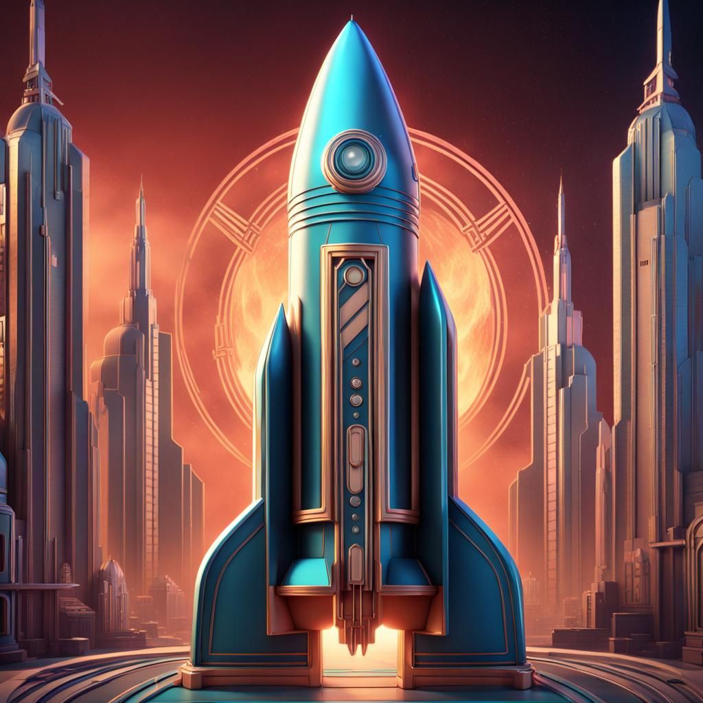 Art Deco Rocket Logo in Neo-Retro Style
