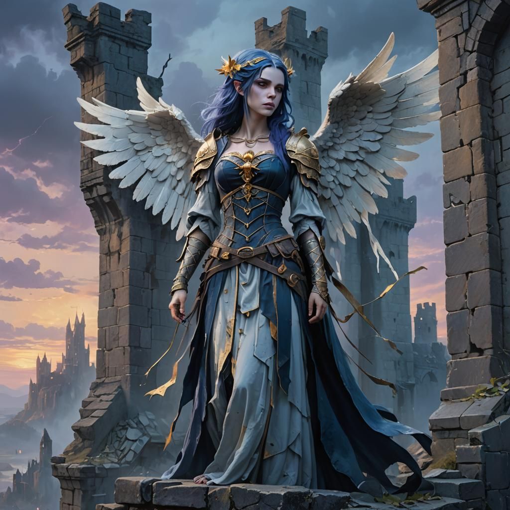 Undead Angel with Bow in Dark Fantasy Style