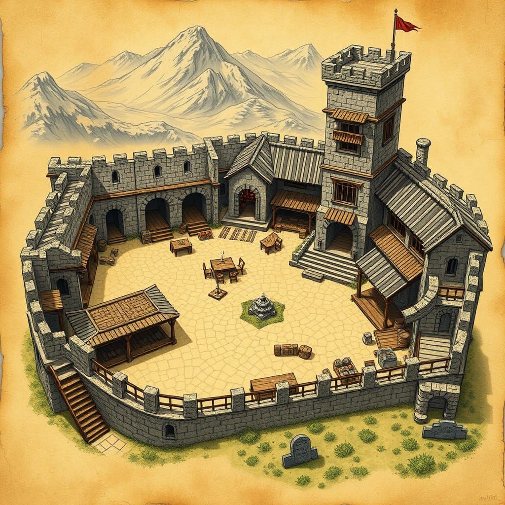 Medieval Garrison on Yellowed Parchment