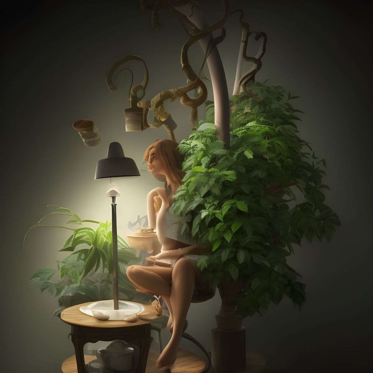 Cozy Evening with Chai Tea and Lush Plants