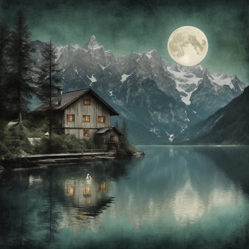 Moon over Mount Watzmann