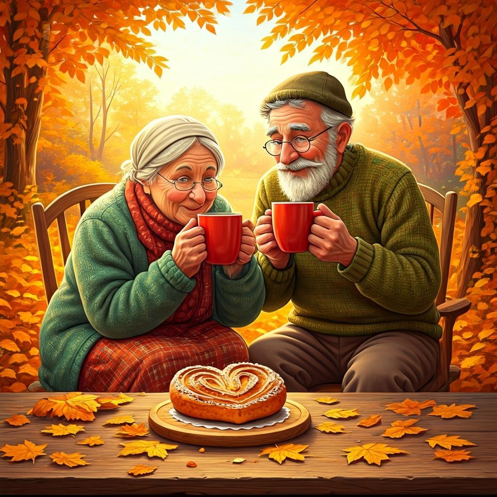 Couple's Cozy Autumn Coffee Morning in Whimsical Garden