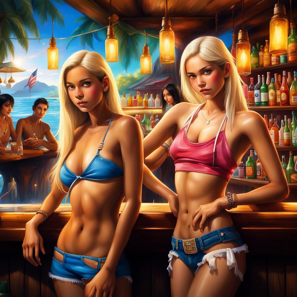 Thailand Beach Bar: Cocktails in a Digital Painting