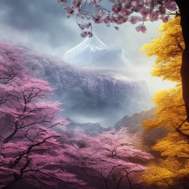Four Seasons Meet in Epic Digital Painting