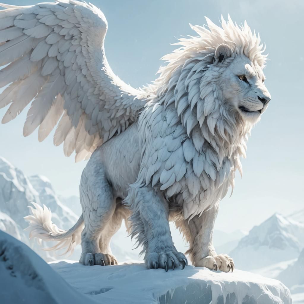 Icy White Griffon: Dark Fantasy Concept Art
