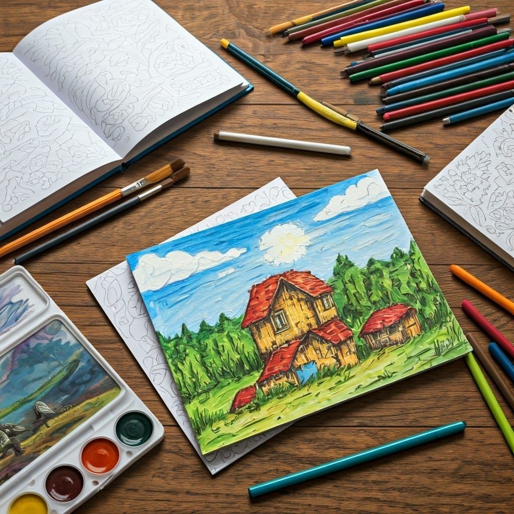Children's Coloring Books in Impressionistic Oil Painting St...