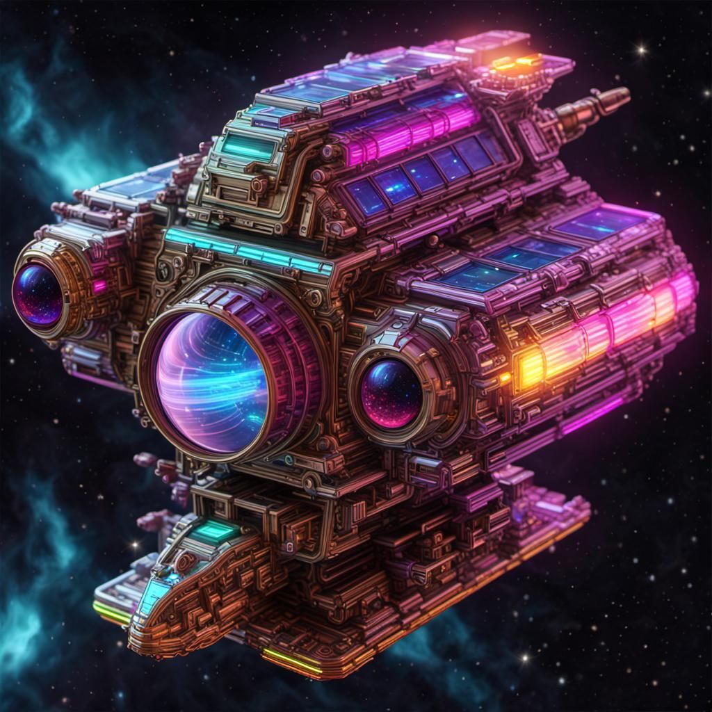 Hyperdetailed Firefly Spaceship in Neon Retro Style