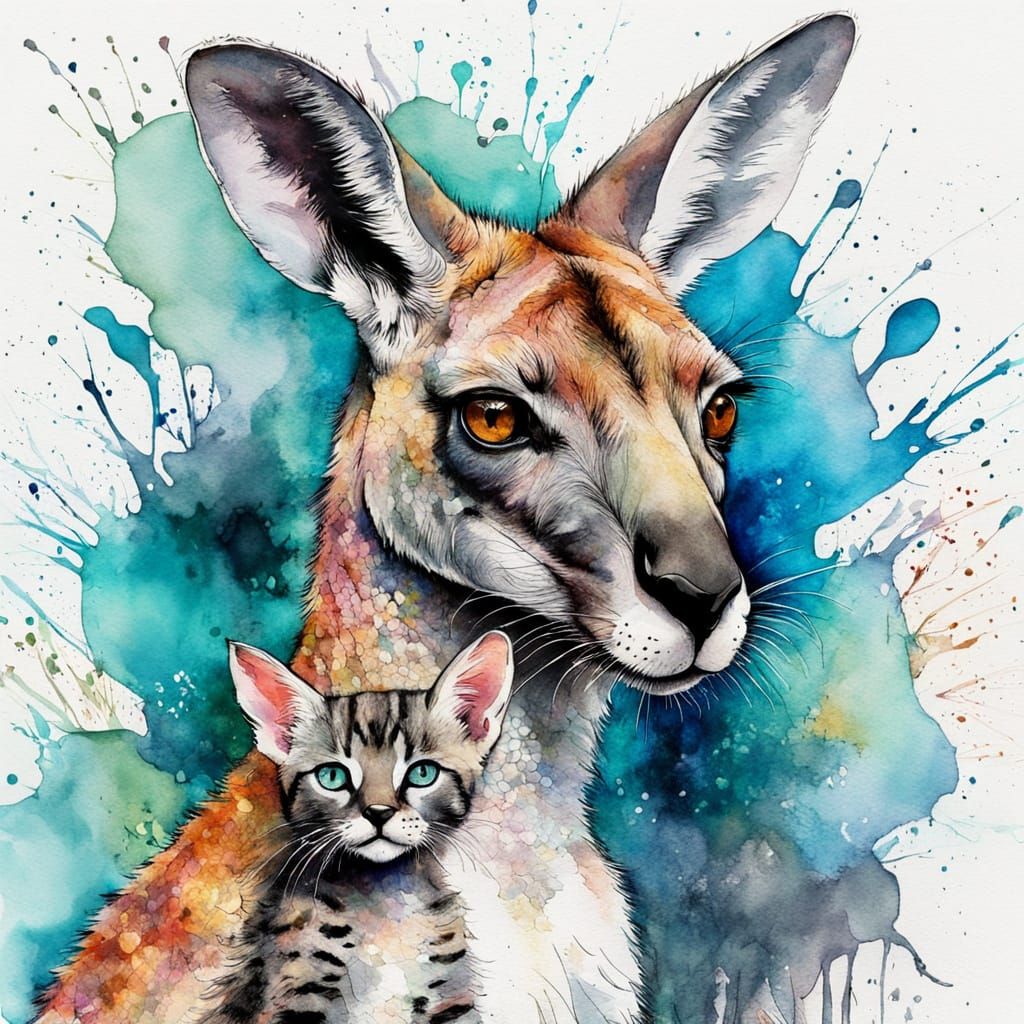 kangaroo & cat