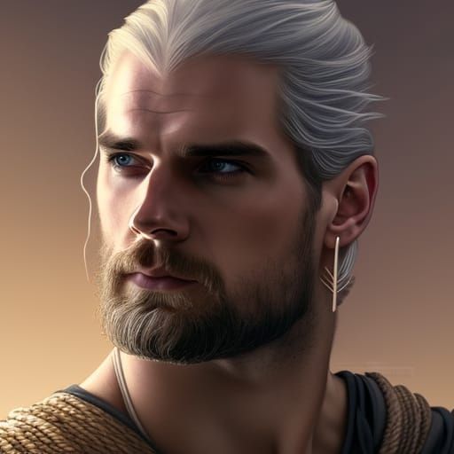 Viking Male Model Portrait in Art Nouveau Style