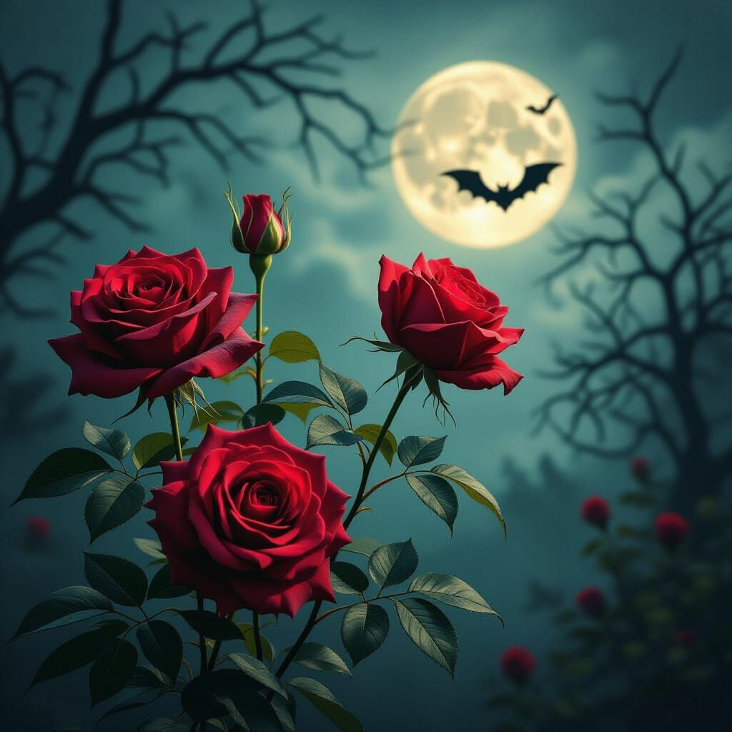 Haunted Roses Emerge from Eerie Mist