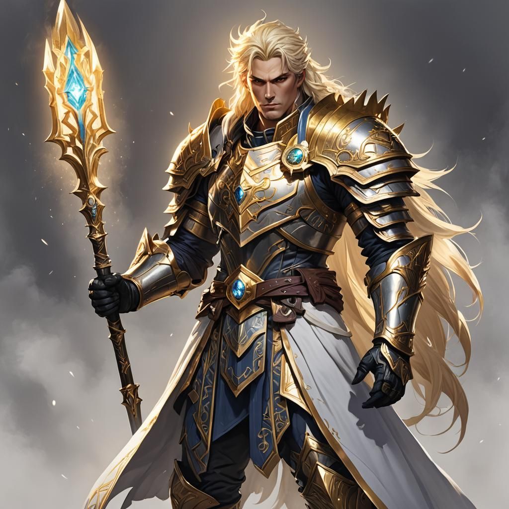 Radiant Aasimar Paladin with Divine Longsword