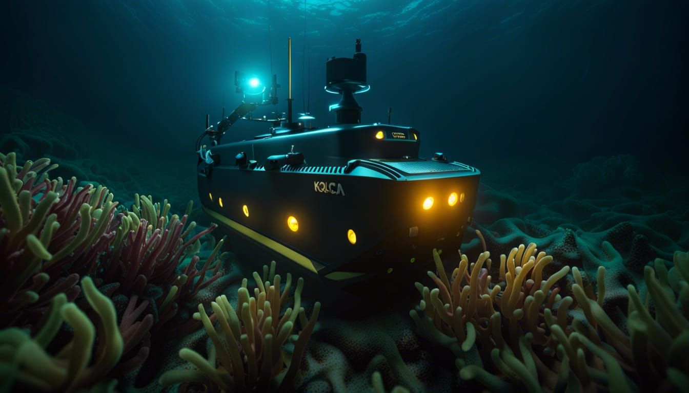 Deep-Sea ROV Exploring Murky Ocean Floor