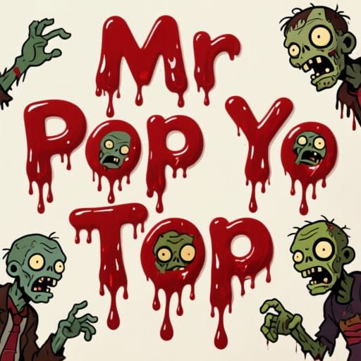 Dripping Blood Letters Spell 'Mr Pop Yo Top' Among Zombies