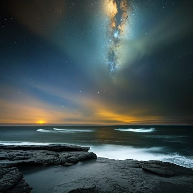 Arctic Glacier Under Starry Sky: A Digital Painting